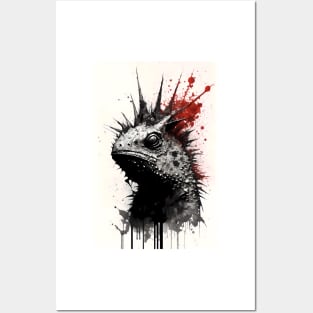 Ink Painting of Horned Lizard Posters and Art